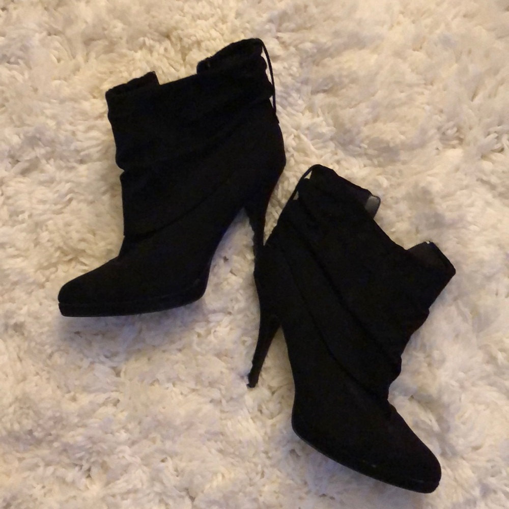J Lo black suede booties